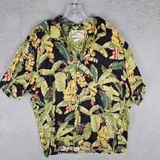 Paradise Found Hawaii Camp Shirt Mens XL Banana Bay Aloha Short Sleeve Button-Up