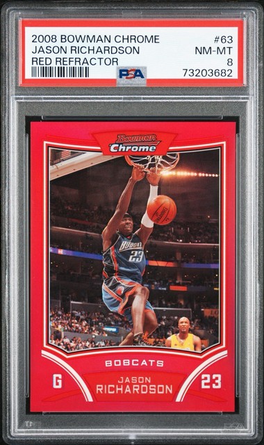 Jason Richardson 2008 Bowman Chrome #63 Red Refractor #/5 PSA 8 NM-MT RARE