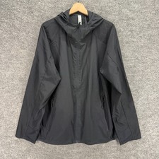 All In Motion Windbreaker Jacket Women L Large Black Full Zip Hooded Long Sleeve