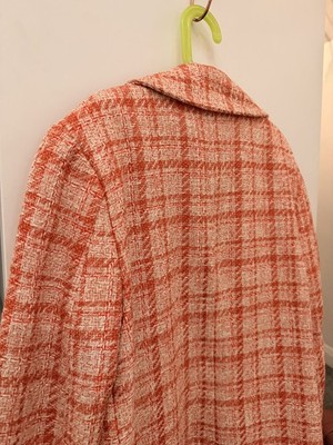Stradivarius Women's Pink Bouclé Plaid Blazer, Size XS