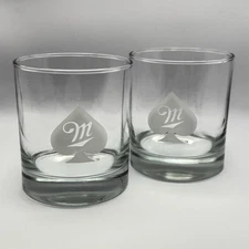 Miller Fortune Spirited 11oz Rocks Glasses Ace of Spades Set of 2 RARE