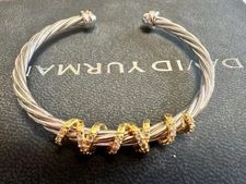 Christmas gifts/DavldYurman925Silver 4mm RotatingCurvedRound Head Bracelet