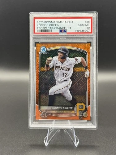 2025 Bowman Chrome Mega Mojo Konnor Griffin BCP-86 Orange Refractor #/25 PSA 10