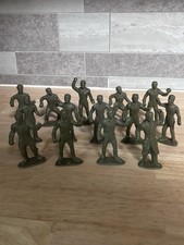 Vintage Early MPC RINGHAND Figures policeman officer Lot Of 14 Army Green 1950  s