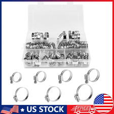 130pcs Gear Stainless Steel Adjustable Hose Clamps Worm Clamp Assortment Set