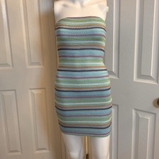 SHEIN EZwear Striped Print Tube Bodycon Dress Sz Small