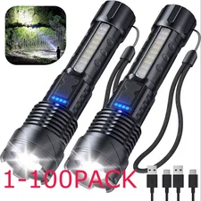 990000000 Lumen Super Bright LED Tactical Flashlight USB Rechargeable Work Light
