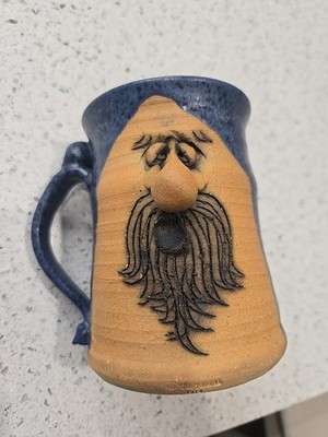 Peter Petrie Vintage 1970's Bearded Ugley 3D Face Coffee Mug Signed Handmade