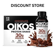 Oikos Protein Shake, Chocolate, 30g Protein, Ready to Drink, 12 fl oz, 12 count