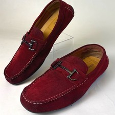 Alfani James Mens 12M Burgundy Suede Bit Driving Loafers Dark Red Slip On Shoes