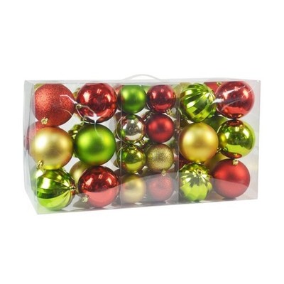 Pemberly Row 40 Piece Christmas Tree Ornament Set in Red Green and Gold