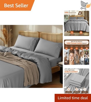 Egyptian Cotton Sheet Set King 1000TC Breathable All Season Bed Linen
