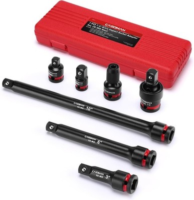 CASOMAN 7PCS 1/2'' Drive Impact Socket Accessory Set, Includes Extension Bars ...