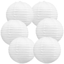 8 Inch White Paper Lanterns 6 Packs Hanging Round Chinese Lantern