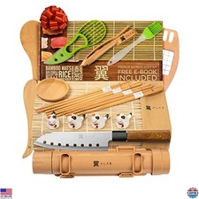 Alas 20-Piece Sushi Making Kit - Complete Set with Knife, Mats, Rice Bazooka