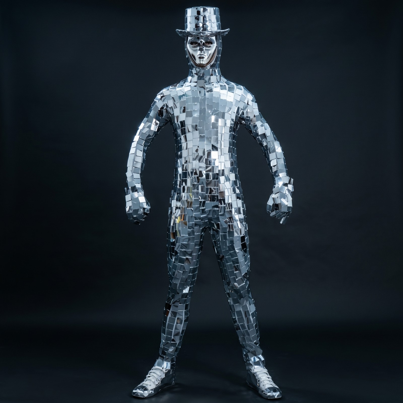 Performance Costume with Mask Mirrored Performance Bodysuit Shiny for Performers image 2
