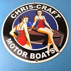 Vintage Chris Craft Sign - Motor Boats Porcelain Gas Pump Plate Sign