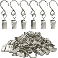 AMZSEVEN Stainless Steel S Hooks Curtain Clips, 50 Pack Hanging Party Lights ...