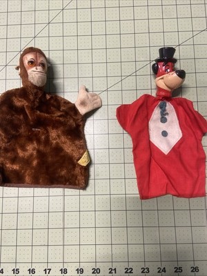 Two Vintage Finger Puppets Jocko Chimp & Huckleberry Hound