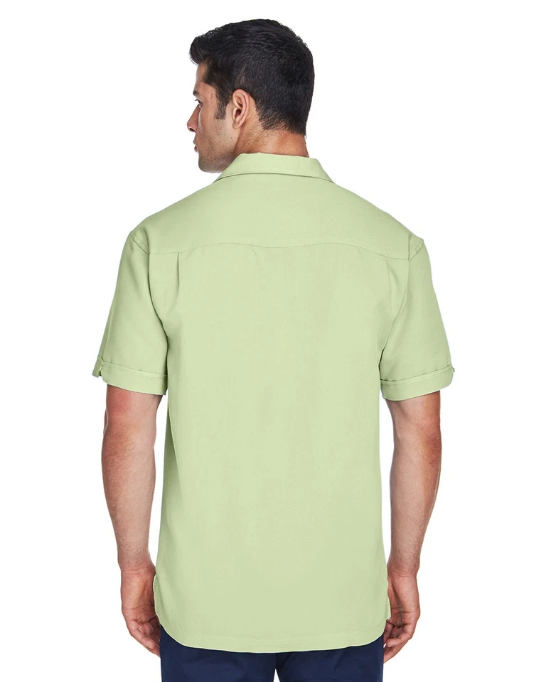 M575 Harriton Mens Two-Tone Bahama Cord Camp Shirt Green Mist/Creme 2XL - Image 3 of 3
