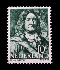 Netherlands Stamp Scott 253 Johan Evertsen 10 Cent Dutch Admiral 1943 Mint MLH