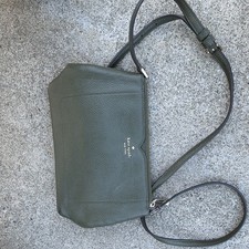 Kate Spade New York Green Pebbled Zip Crossbody Bag Detachable Strap Silver
