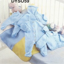 BABY KNITTING  Pattern for allin one set   prem/ 3 month    10/ 16  inches