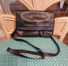 Kooba Black Leather Small Adjustable Detachable Crossbody Shoulder Organizer Bag