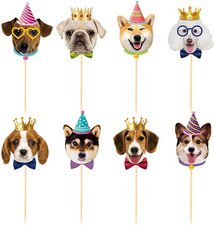 24PCS Dog Cupcake Toppers, Dogs Face Cake Toppers, Puppy Pet Theme Birthday Part