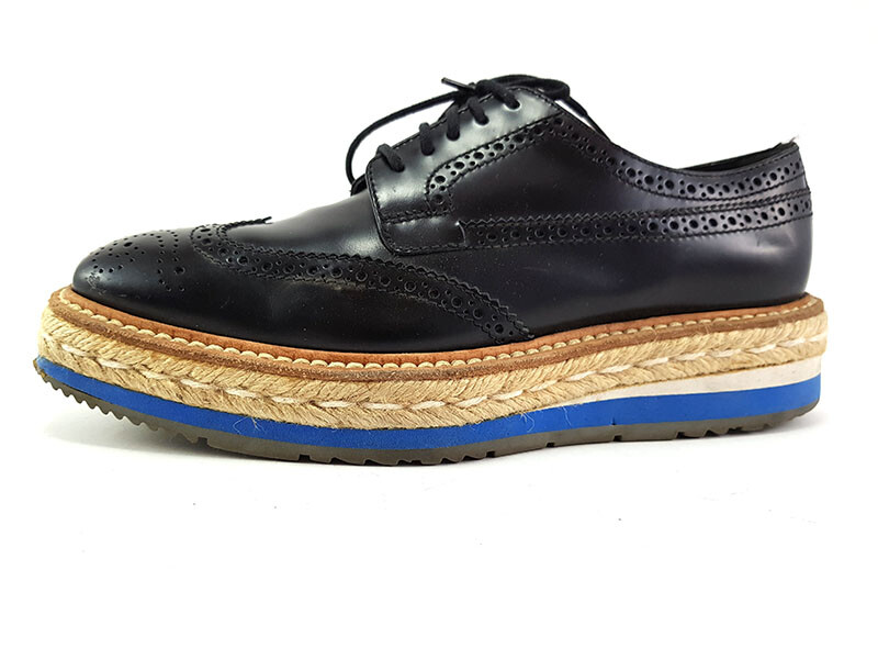 Prada Wing-Tip Espadrille Oxford Black 