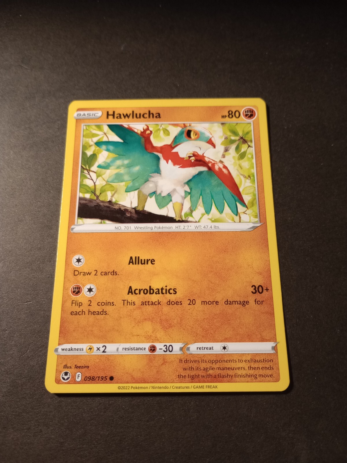 Pokemon Silver Tempest Hawlucha Common Card 098/195 NM