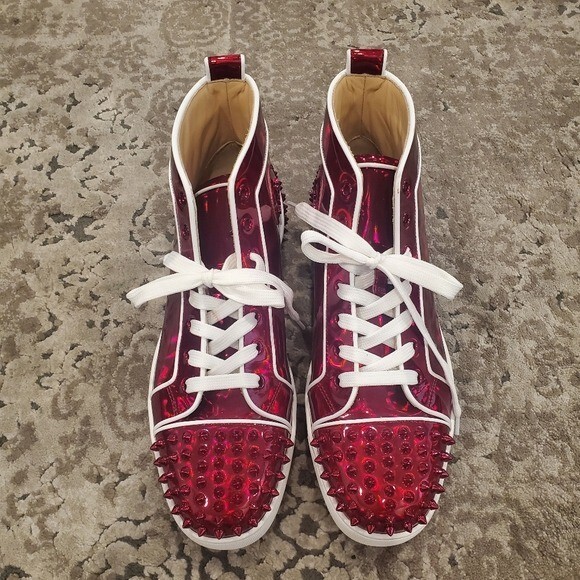 Christian Louboutin Lou Spikes 2 Patent High Top Sneaker