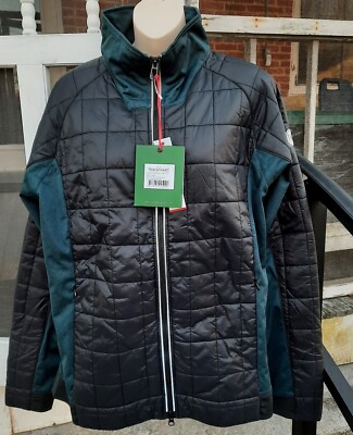 NWT HORSEWARE Ireland LG New Hybrid Quilt Tech Jacket Black / Petrol