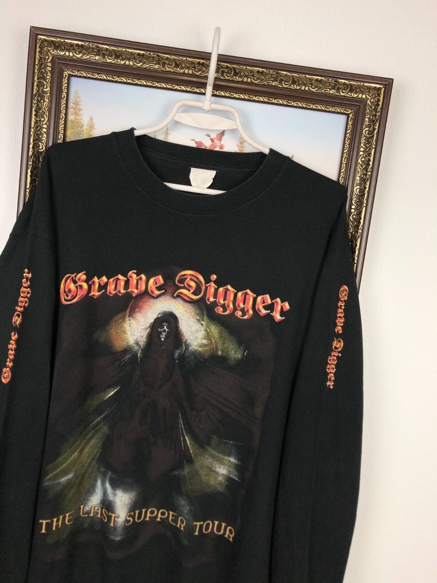 Vintage 2000's Grave Digger Band Shirt Over Print Long Sleeve Tee