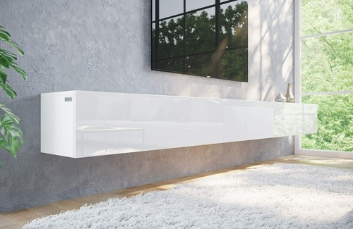 TV Wisząca deska Lowboard Szafka Deska w wysokim połysku / matowa 280 cm (2 x 140cm) długość - Zdjęcie 15 z 112