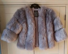 Ladies Grey Faux Fur Coat Size M