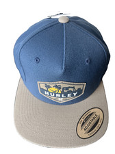 Hurley Beachside Trucker Snap Back Cap Hat Blue Beige One Size NWT