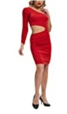 Sexy Dress Bellivera One Shoulder Long Sleeve w/ cut out half center Red Med