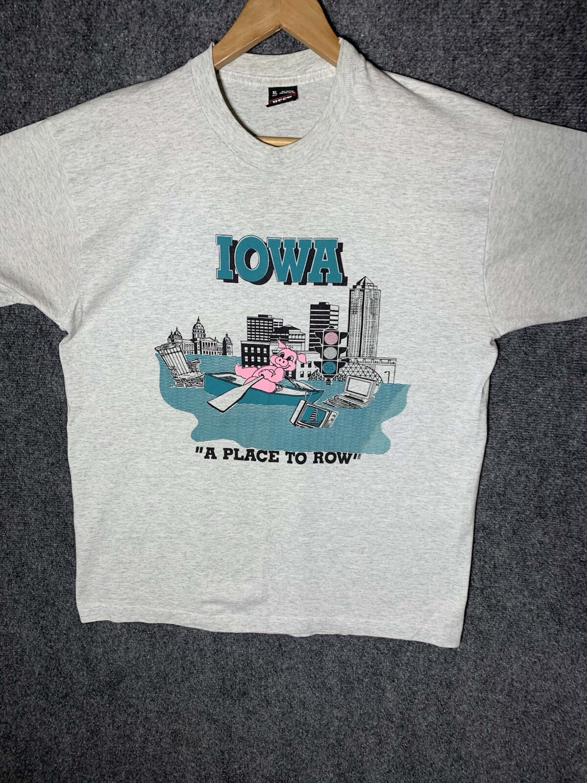 FILA Camicia vintage Iowa uomo XL punto singolo made in USA BEST 50 50 canottaggio barca maiale
