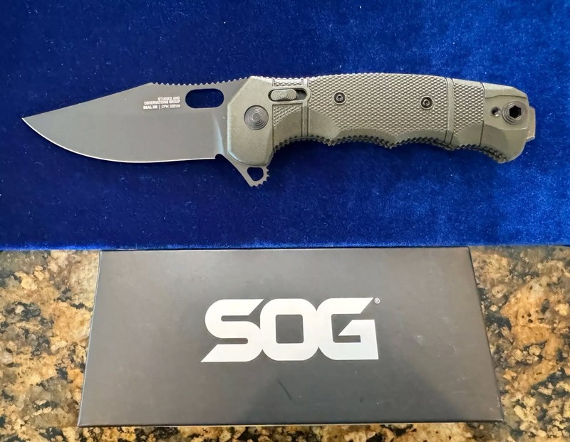 ORIGINAL SOG SEAL XR OD GREEN /TACTICAL/ FOLDING KNIFE /PREMIUM/ S35VN /NEW/ BOX