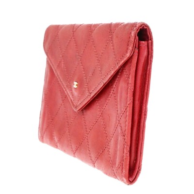 CHANEL Vintage Bicolore Wallet ʚ₍ᐢ. .ᐢ₎ɞ CHANEL CC Logo Bicolore Mini Pouch Wallet Coin Case Leather Red