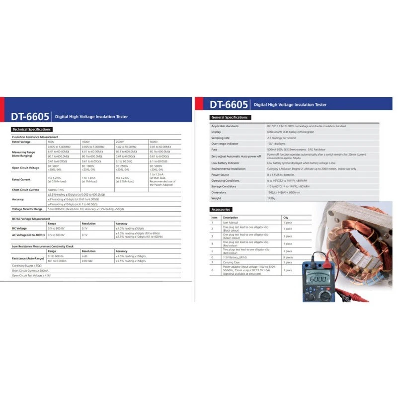 Probador de aislamiento de alto voltaje 5000V grande 6000 cuentas pantalla digital Foto 3 de 4