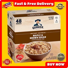 Quaker Instant Oatmeal Maple & Brown Sugar 1.51 oz Pack of 48 Hot Cereal
