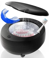 Ultrasonic Retainer Cleaner Denture Cleaning: 48hz Portable Sonic Dental Sus304