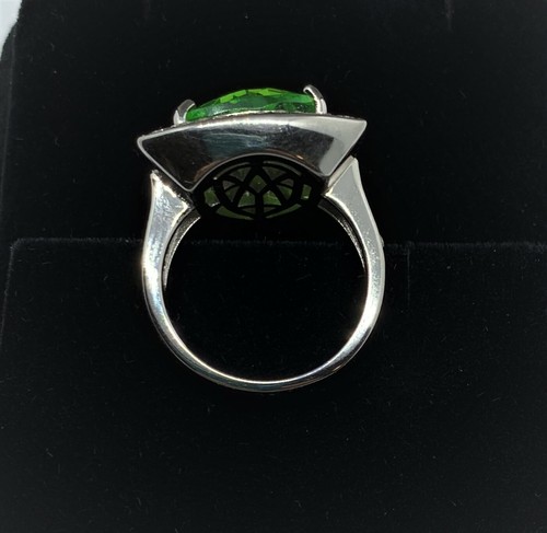 6,87 ct zertifizierter olivgrüner Peridot Ring in 18k Weißgold plattiert Sterling - Bild 9 von 9
