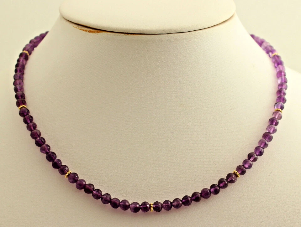 Ametista Catena Collana Pietre Preziose Sfaccettata Lilla Circa 45 CM - Immagine 3 di 3