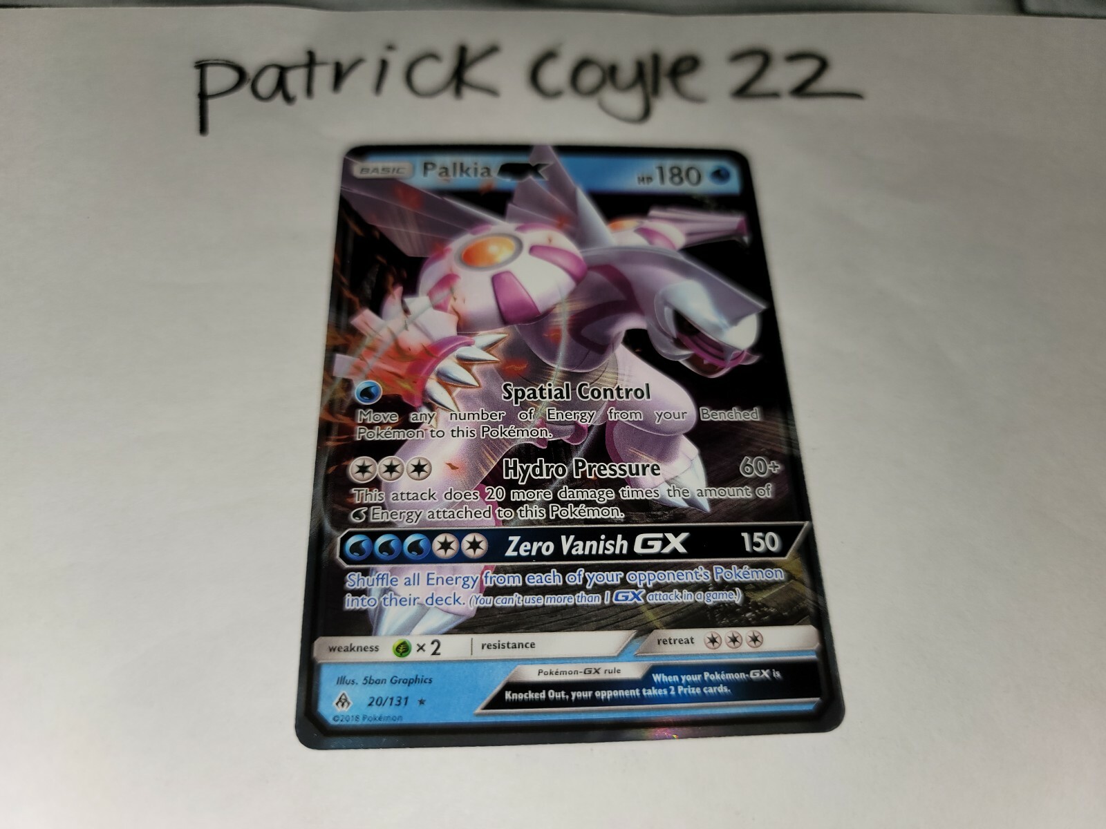 Palkia GX Holo Ultra Rare Sun & Moon Forbidden Light 20/131 NM