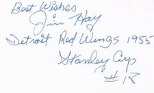 Jim Hay Detroit Red Wings 1955 Auto Signed 3x5 Index Card Free Shipping!