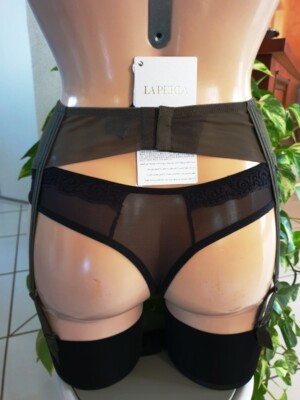 Porte-jarretelles LA PERLA Taille 44 - Modèle Tulle Nervure, 50% Soie, Couleur Kaki