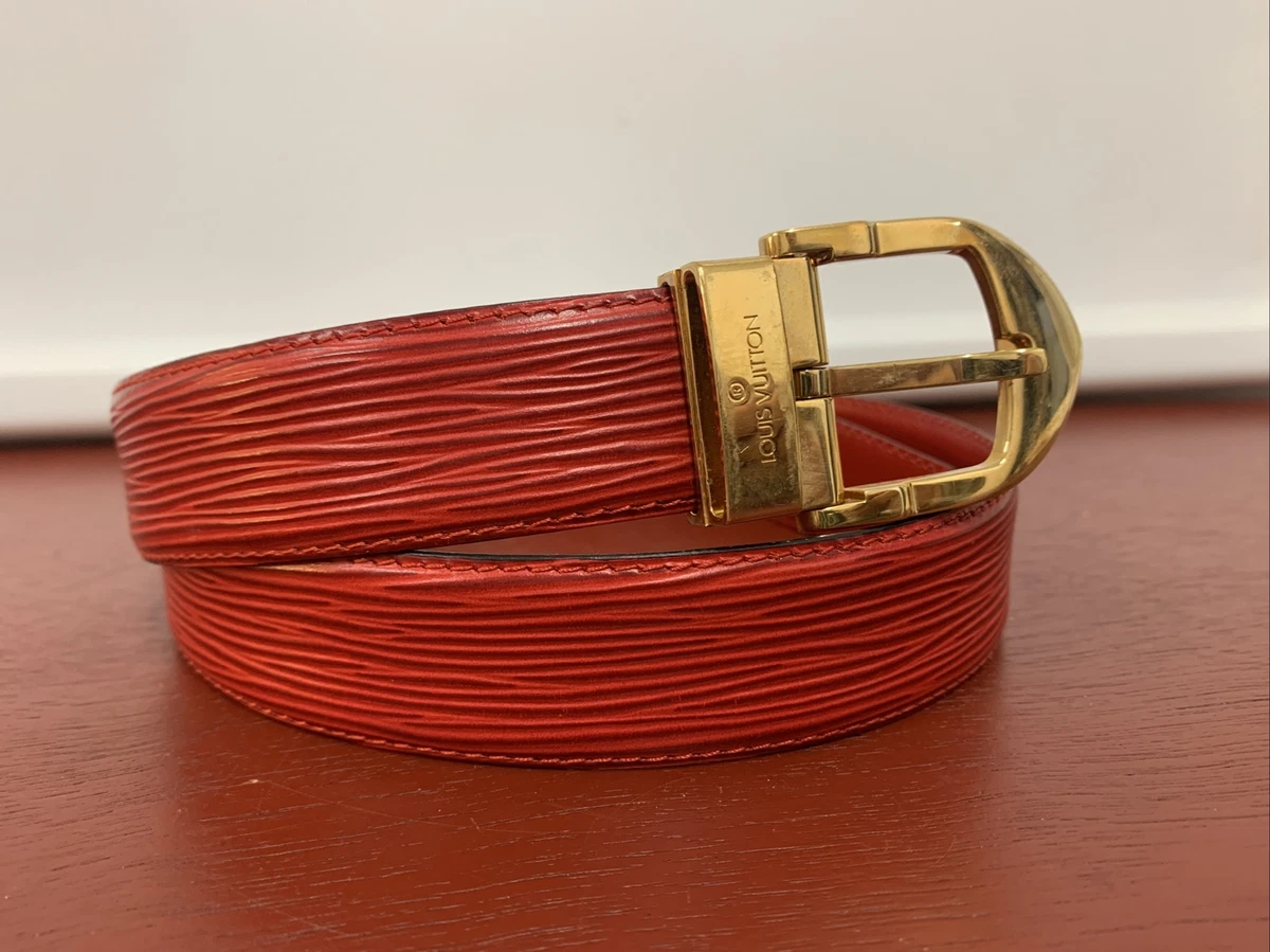 Louis Vuitton 110/44 Red Epi Lather Ceinture Belt with Gold Buckle CT0974